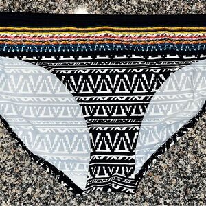 Jette Black and White Patterned Bikini Bottom